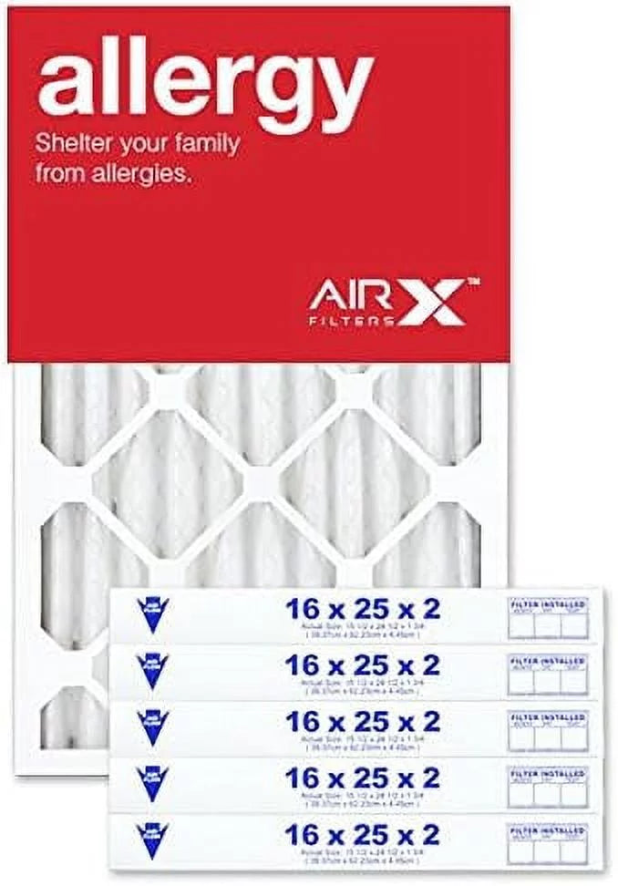 16X25x2 Air Filter  11 Pleated  Furne Air Filter, Allergy 6-Pk, Made In The