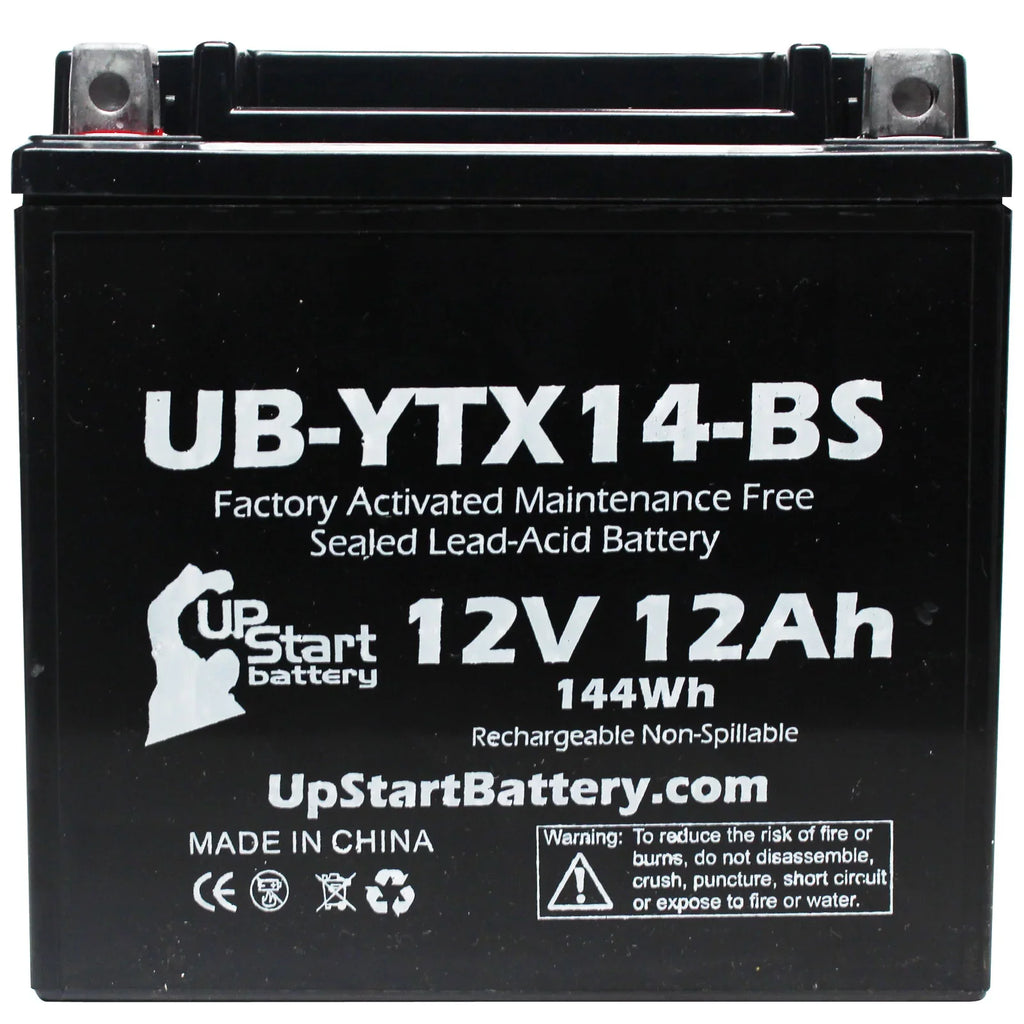 4-Pack UpStart Battery Replacement for 2012  F800ST,  800  Factory Activated, Maintenance Free, Motorcycle Battery - 12V, 12AH, -YTX14-