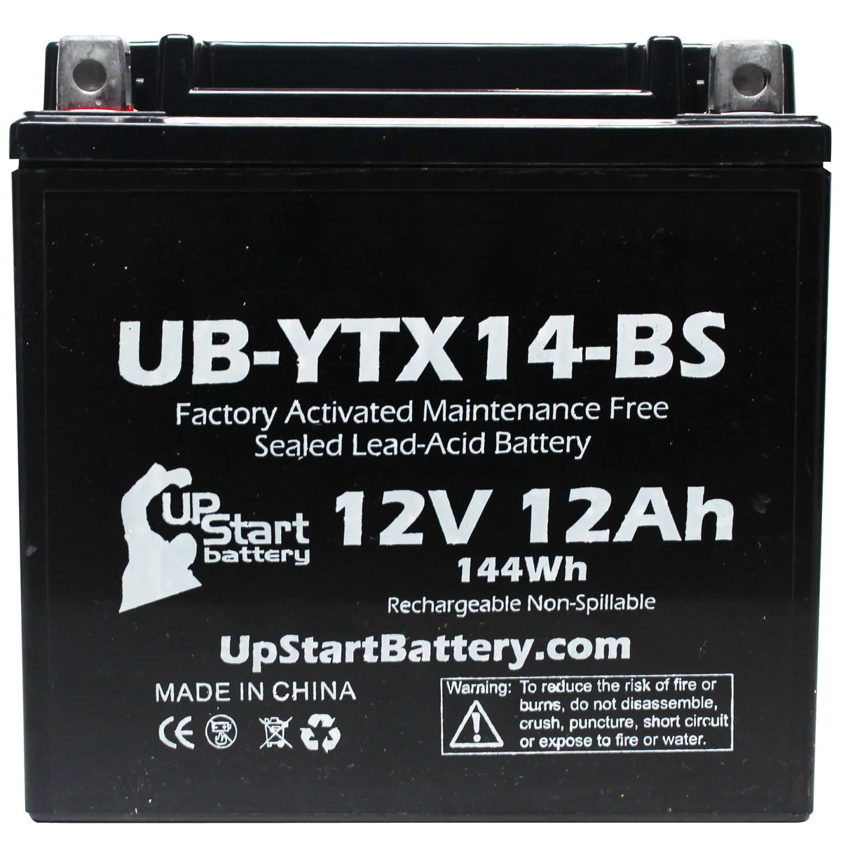 4-Pack UpStart Battery Replacement for 2012  F800ST,  800  Factory Activated, Maintenance Free, Motorcycle Battery - 12V, 12AH, -YTX14-