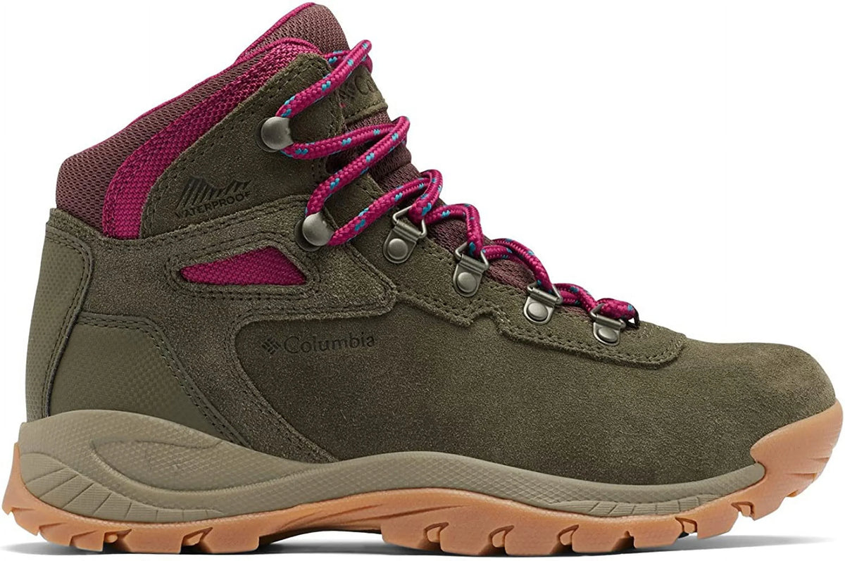 Columbia Women's Newton Ridge Plus Waterproof Amped Hiking Shoe, Peatmoss/Red Onion, 9.5 Wide