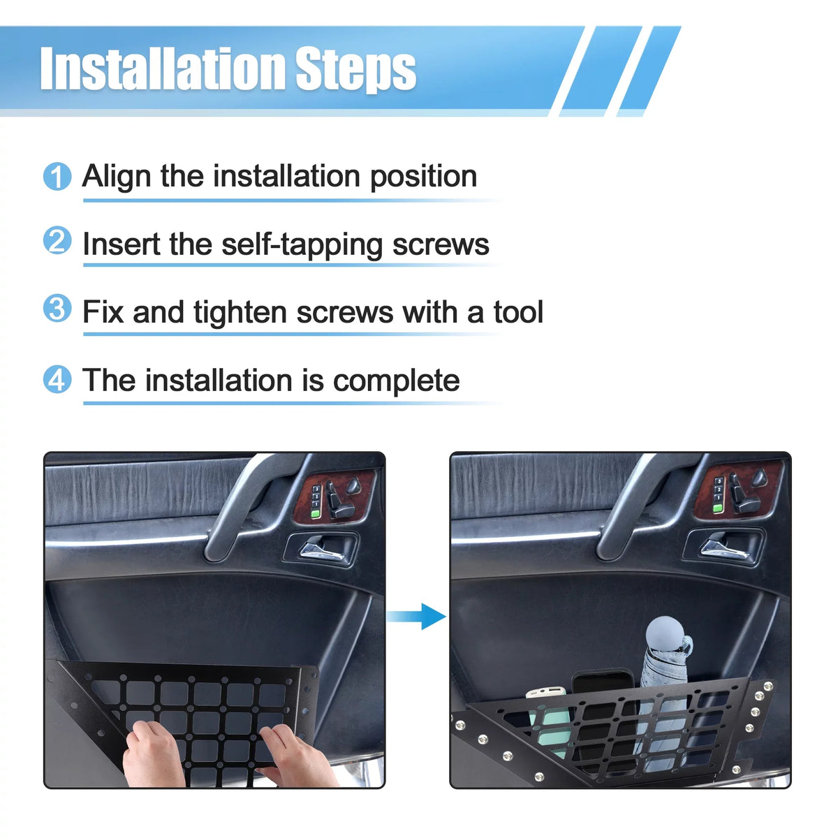 1 Pair Rear Door Storage Pockets Panels Metal Organizer Box for Ford Bronco 6th 4 Door 2021 2022 Accessories