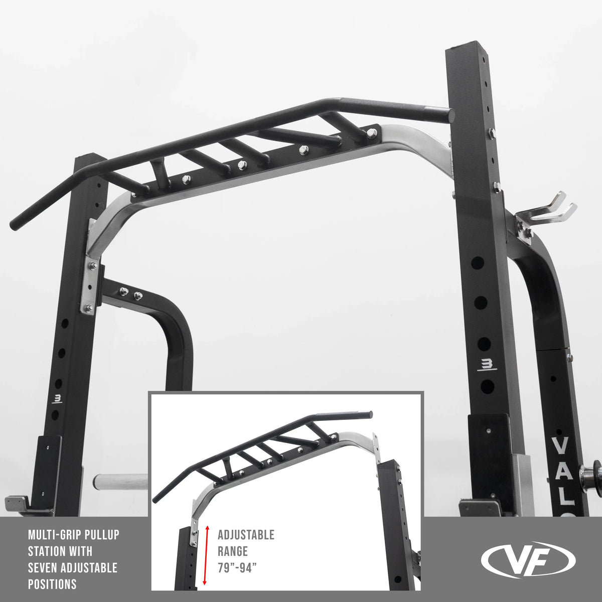 Valor Fitness Half Rack Squat Machine – 5 Position Multi-Grip Pull Up Station - Adjustable Height, Plate & Bar Storage, and Resistance Band Pegs – Max 1000 lbs – Power Rack Equipment --58
