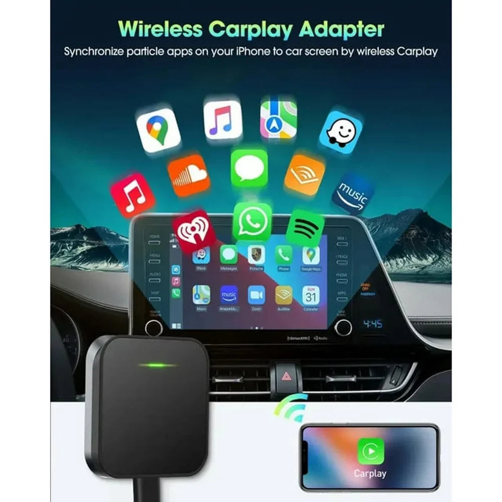 For Apple iOS Car Auto Navigation Player Wireless Carplay Adapter Box Dongle, Black