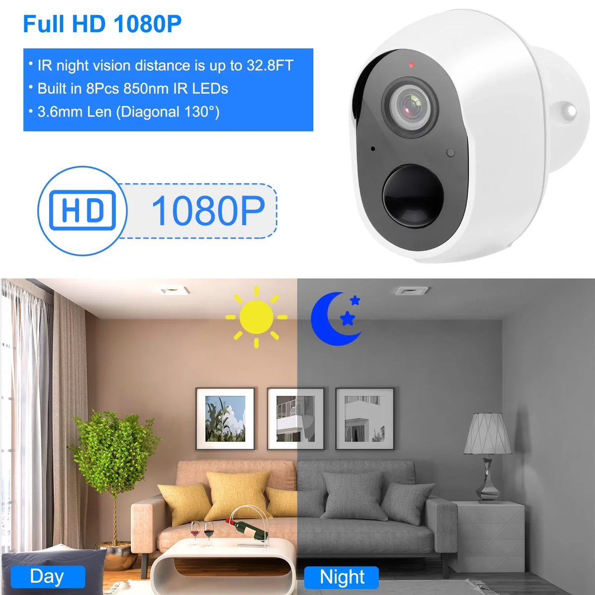 iNova 1080P  WiFi  Camera Two-Way Audio Security Surveillance Camera IP65 Waterproof