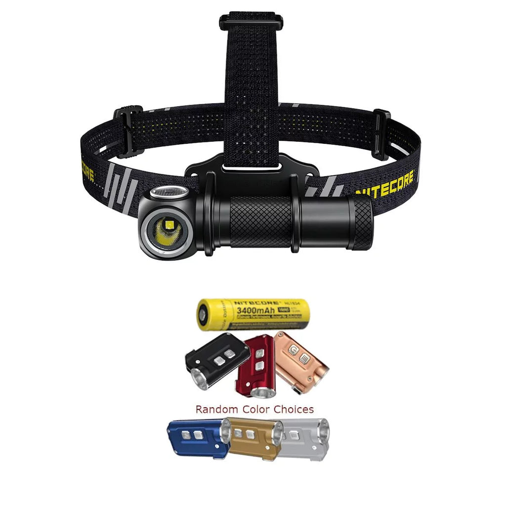 Value Bundle: Nitecore UT32 Dual Emitter Headlamp - (5700K, Cool White) - (3000K, Warm White) with 1X NL1834 Battery and 1x  Keychain Light (Random Color Choices)
