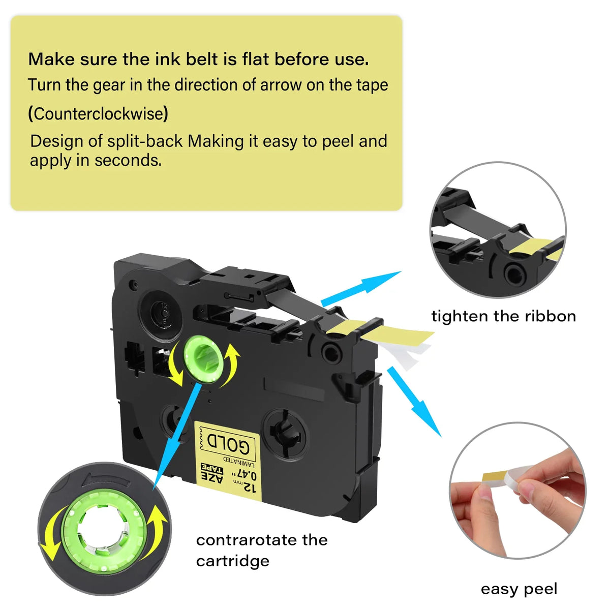 40PK Compatible for Brother P-touch Black on Gold 12mm  TZe TZe-831 -831 TZ831 TZe831 Laminated Label Tape