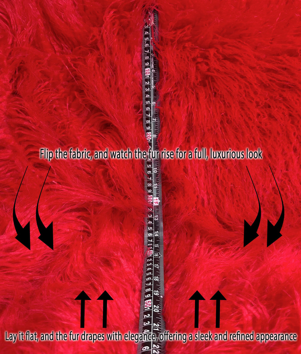 Faux Fake  Yak  3.5"  Pile Japanese Fire Retardant Yarn 2.3oz Per Yard / Craft, Sewing Cosplay 58" Wide Sold by Continuous Yard (Fire Red)