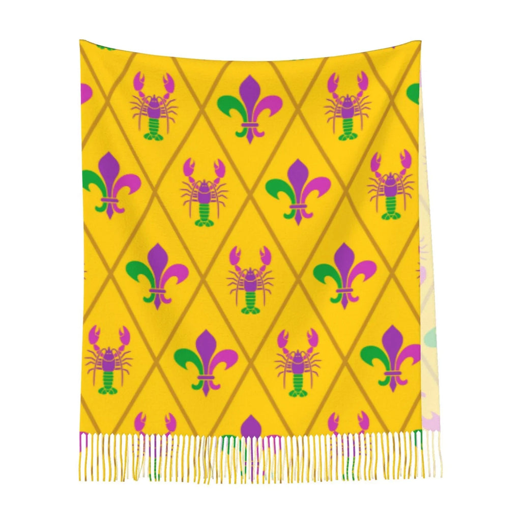 Junzan Lightweight Women'S Fashion Mardi Gras Crayfish And Fleur De Lis Printed Winter Fall Warm Scarves Scarf Shawl