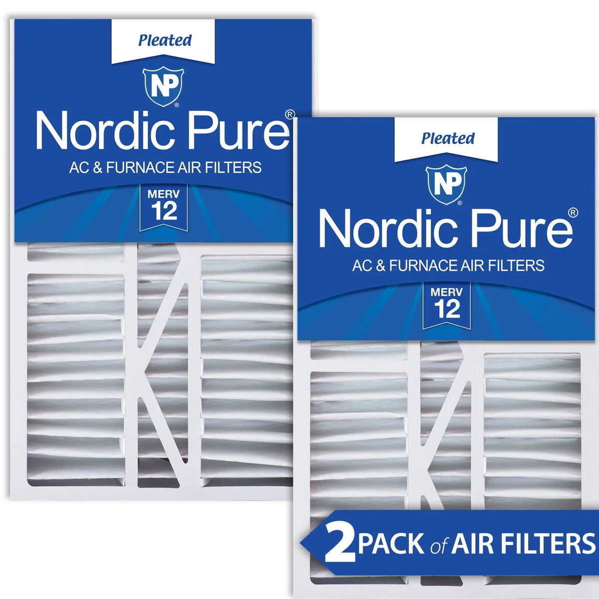 16x25x5 1/4 (5.25) Goodman/Carrier/Amana Replacement  12 Air Filters 2 Pack