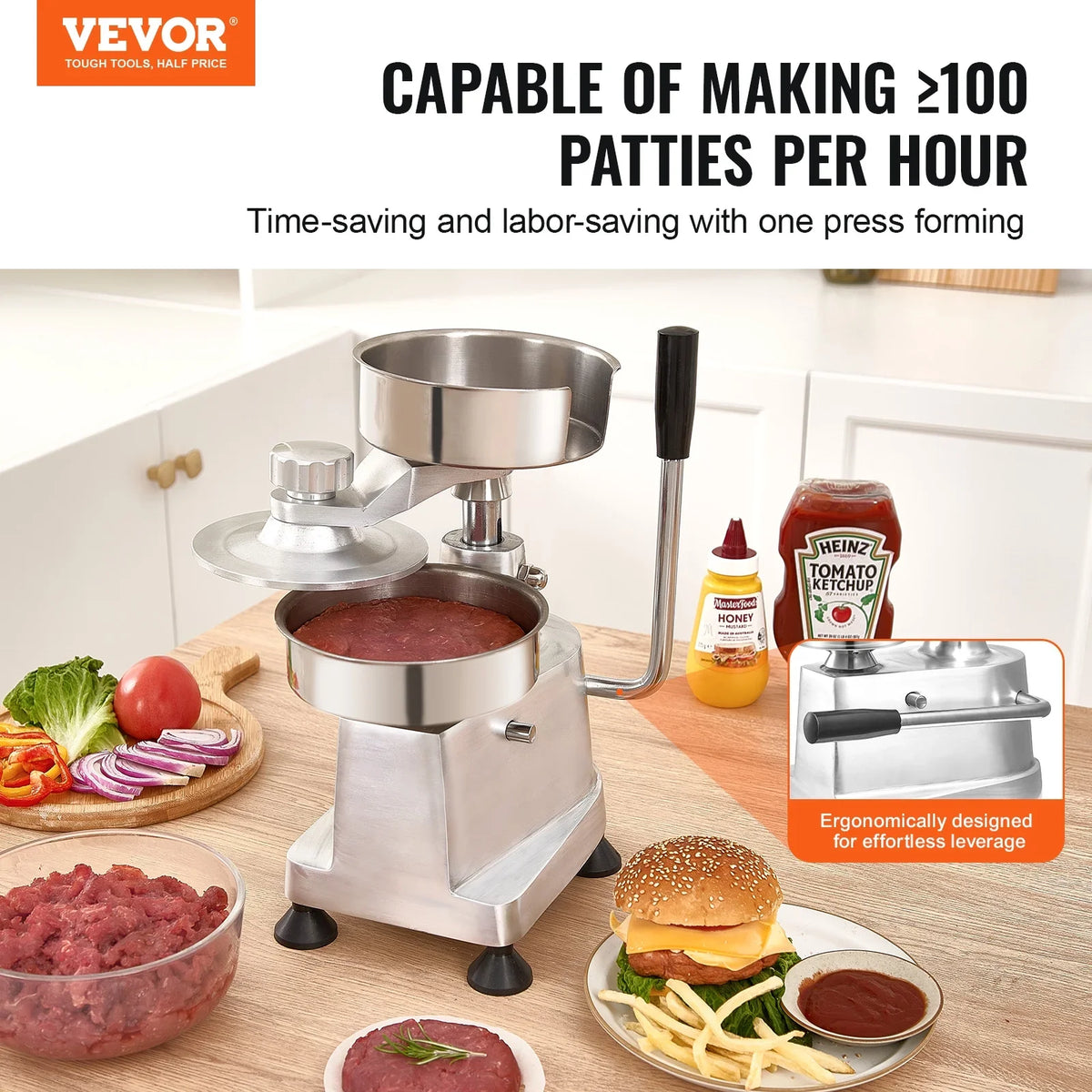 4"/5"/6" Commercial Burger Patty Maker Hamburger Press Forming Machine