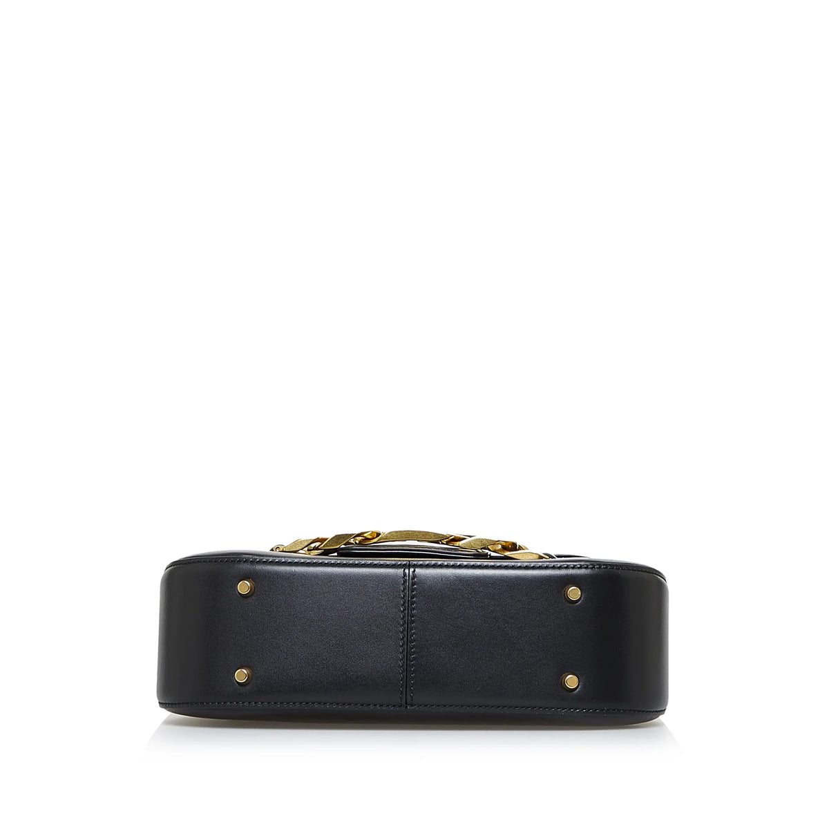 Pre-Owned Authenticated Valentino Vlogo Chain Shoulder Bag Calf Leather Black Unisex (Good)