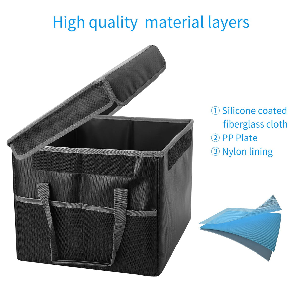Irfora Fireproof Waterproof Storage Box, Ideal for Home Office Car, with Lid and Sturdy Handles
