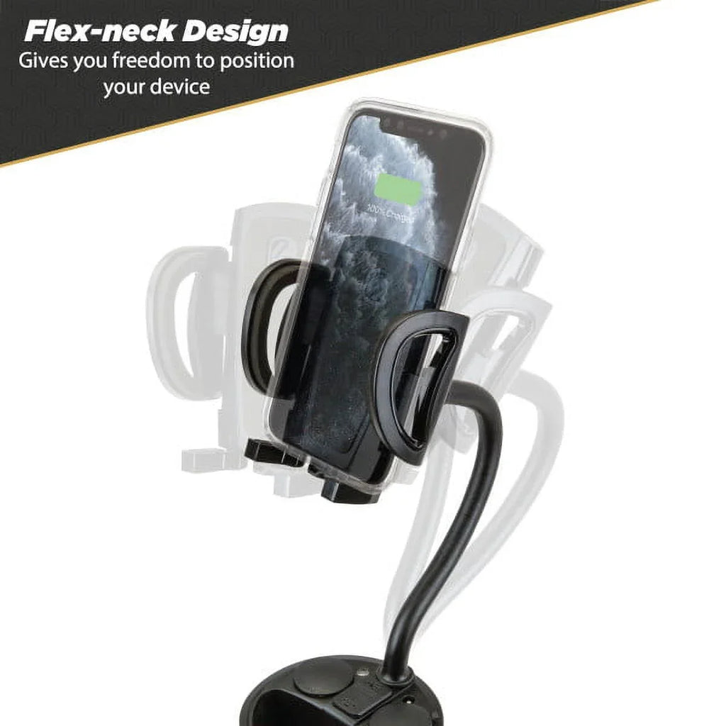 Scosche UH2PCUP Powerhub 4” Adjustable Arm and Cup Holder Car Mount Black