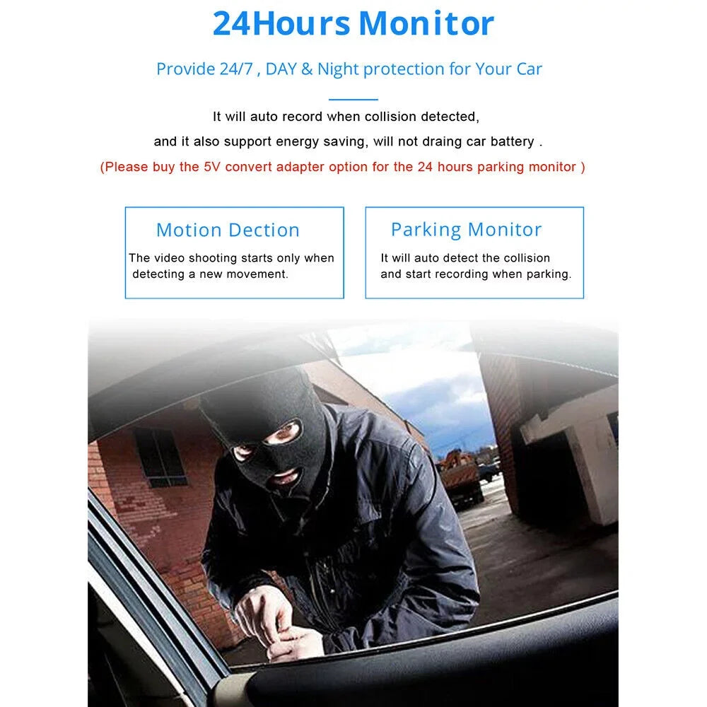Paddsun 4K 12" Dash Cam Mirror  WiFi Voice Control Car Rear View Backup Dual Camera