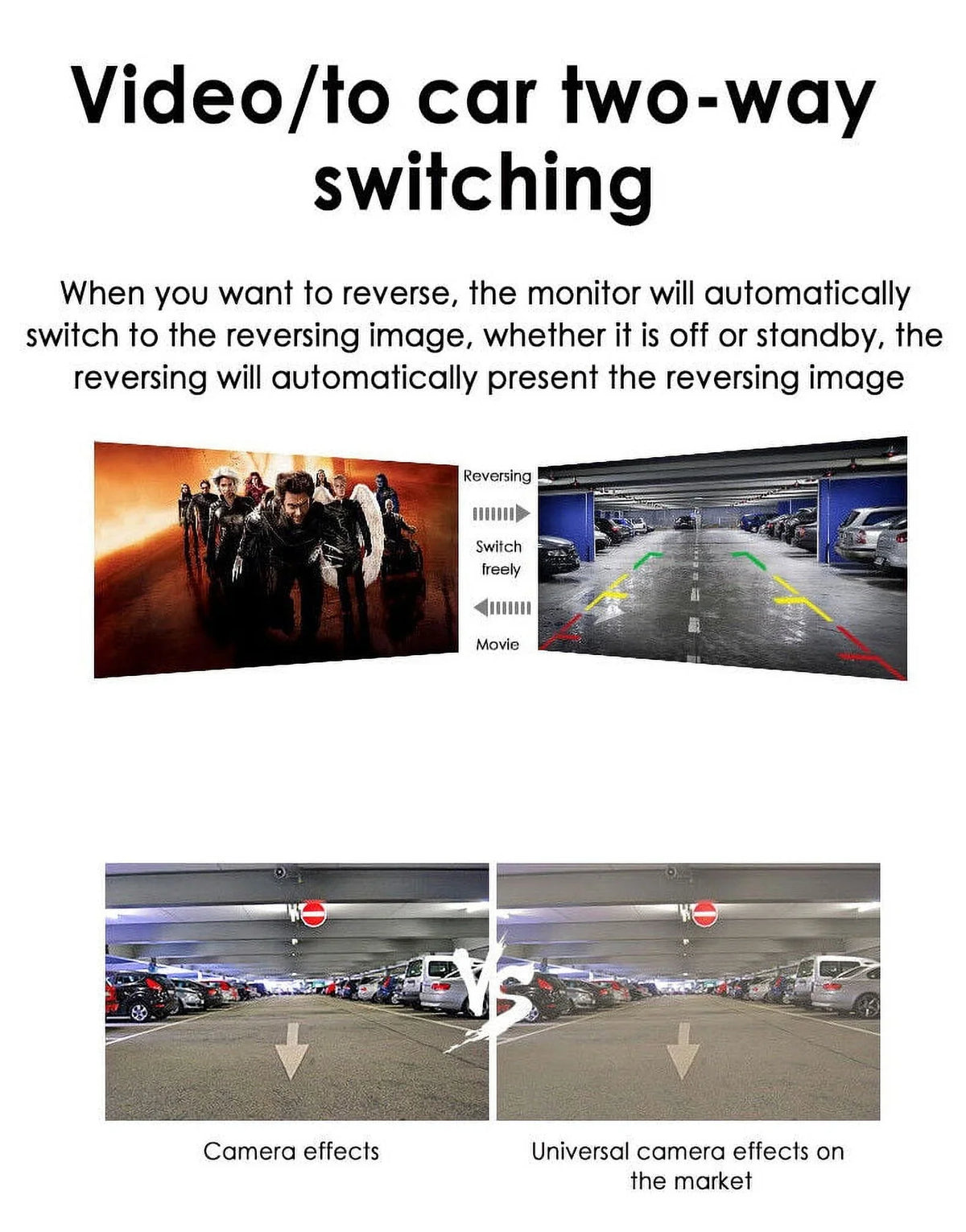 Paddsun  Car Night Vision Backup Camera Kit 5" Wireless Monitor  Rear View Waterproof