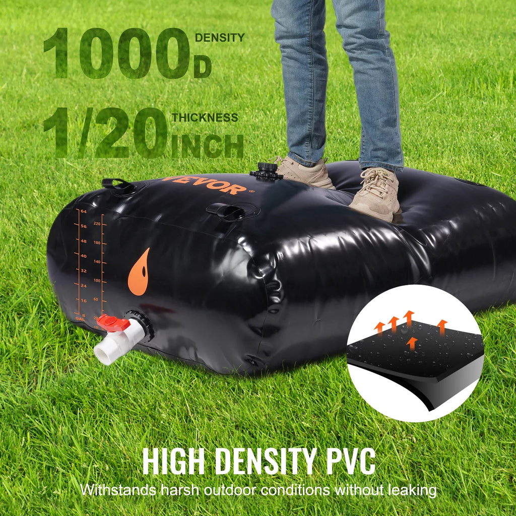 Portable Water Storage Bladder Rainwater Bag,143 Gallon Large Capacity Water Storage Containers,1000D  Water Bladder Including Spigots and Overflow Kit,Water Tank