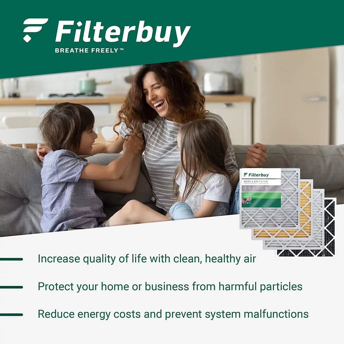 Filterbuy 20x20x1  11 Pleated   Furnace Air Filters (5-Pack)