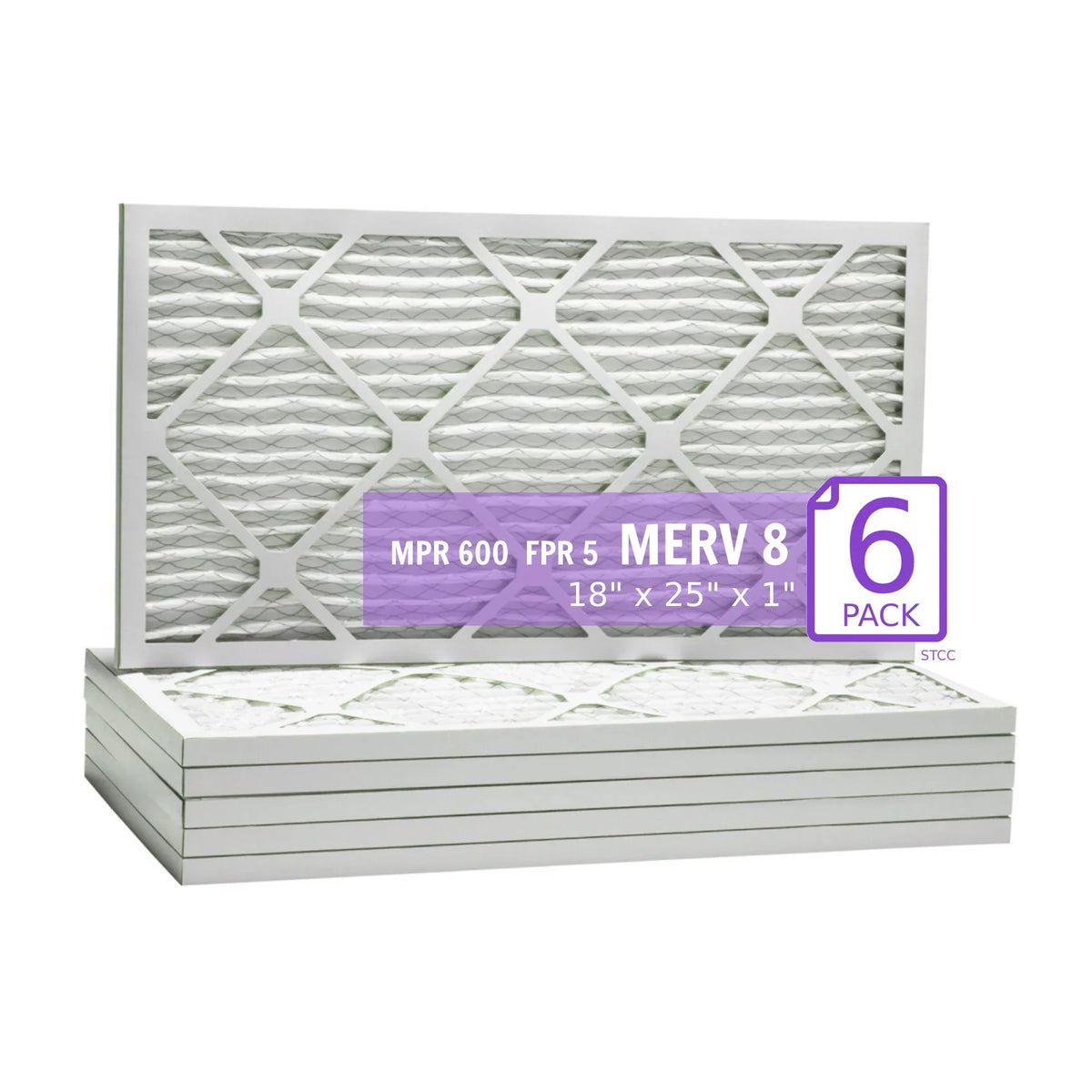 18x25x1, Purolator DMK80 Extended Surface Pleated Air Filter, Mechanical  8, (6 Pack)