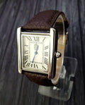 Vintage Swiss Style Classic Pierre Lucerne Louie Must Tank Classic Mens Dress Watch Brown Band