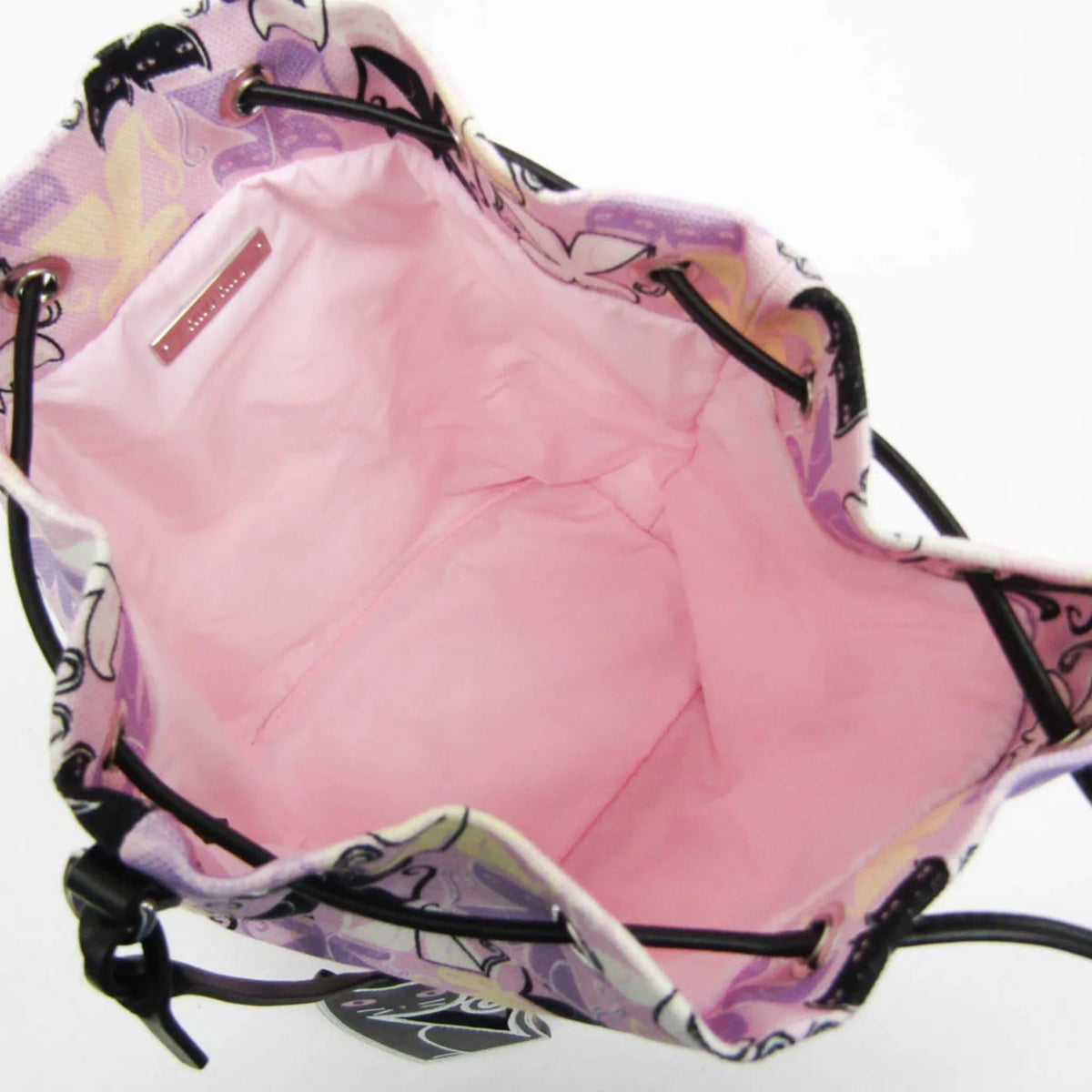 Pre-Owned Miu Miu   Drawstring Bag 5RM014 Women's Leather,Cotton Pouch Black,Light Purple,Multi-color (Good)