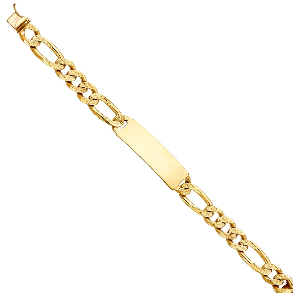 14k Yellow Gold Diamond Cut Figaro Link  Bracelet - 8.5" | Elegant 14KY Gold Chain Bracelets for Men and Women | Weight 42.5 | Men’s Jewelry for Gift