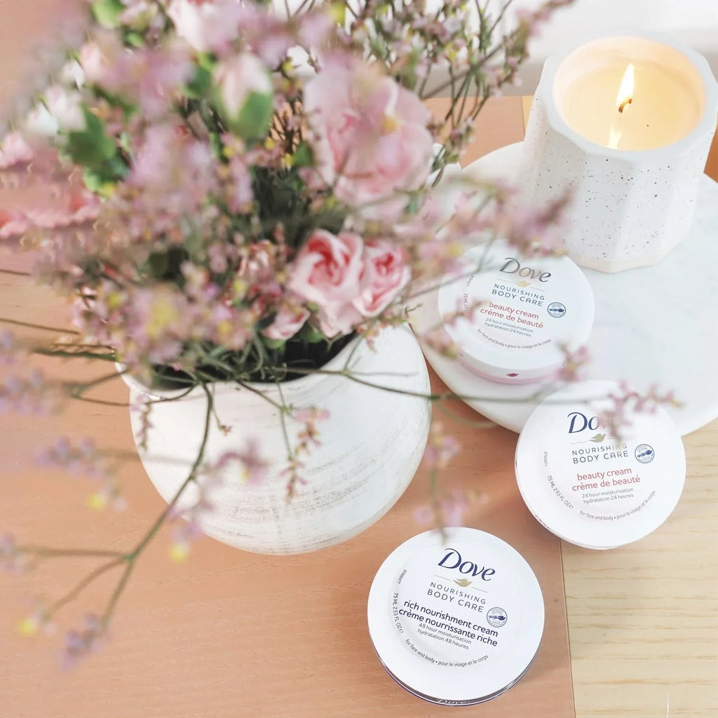 Dove Body Love Rich Nourishment Cream, Face, Hand & Body Lotion For Extremely Dry Skin, Fast-Absorbing 72-Hour Moisturizing Cream With Ceramide Serum, Travel Size, 2.53 Oz (Pack Of 12)