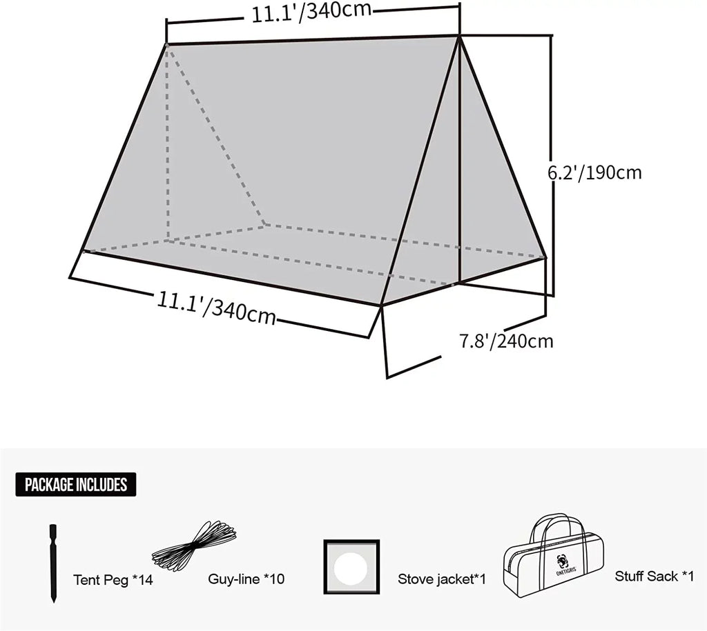 Hammock Hot Tent with Stove Jack, Versatile Lightweight Waterproof Camping Tarp with Zippered Tent Bag, PU3000mm 4 Season Tent for Stove