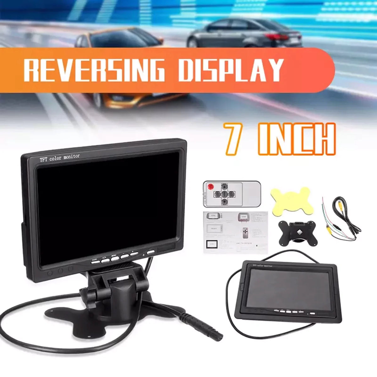 7 Inch  Monitor Display Screen  Car Screen Monitor  1024x600 Display  Input Built-in Speaker For Trucks Bus  Trailer Reverse Rear View Backup Camera