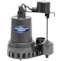Superior Pump 92572 1/2  Thermoplastic Submersible Water Sump Pump with Vertical Float Switch, Black