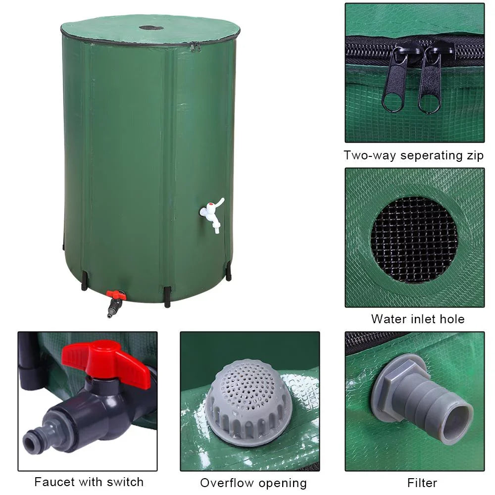 Winado Portable 100 Gallon Rain Barrel Patio Water Storage Barrel Green
