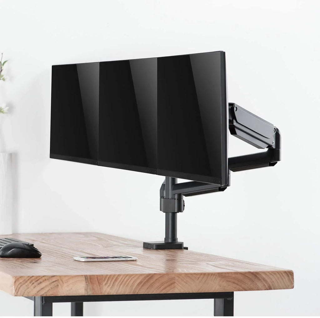Premium Triple  Monitor Desk Mount Fully Adjustable Gas Spring Stand for Display up to 27 inch, 15.4lbs Weight Capacity