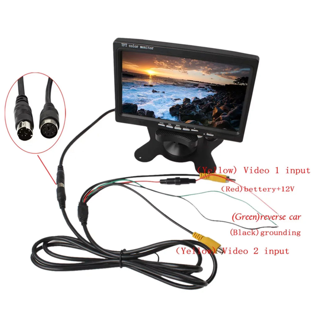 Aibecy 7 Inch  Monitor Display Screen  Car Screen Monitor  1024x600 Display  Input Built-in Speaker For Trucks Bus  Trailer Reverse Rear View Backup Camera