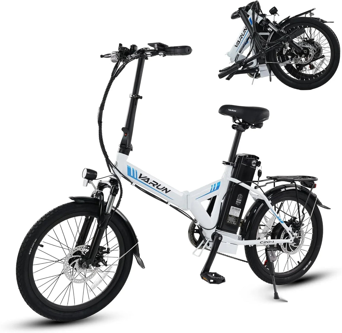 Electric Bike - 500W Folding Ebike with Stylish 20" Wheels, 48V Lithium Battery for 40 Miles Range and 20MPH Speed