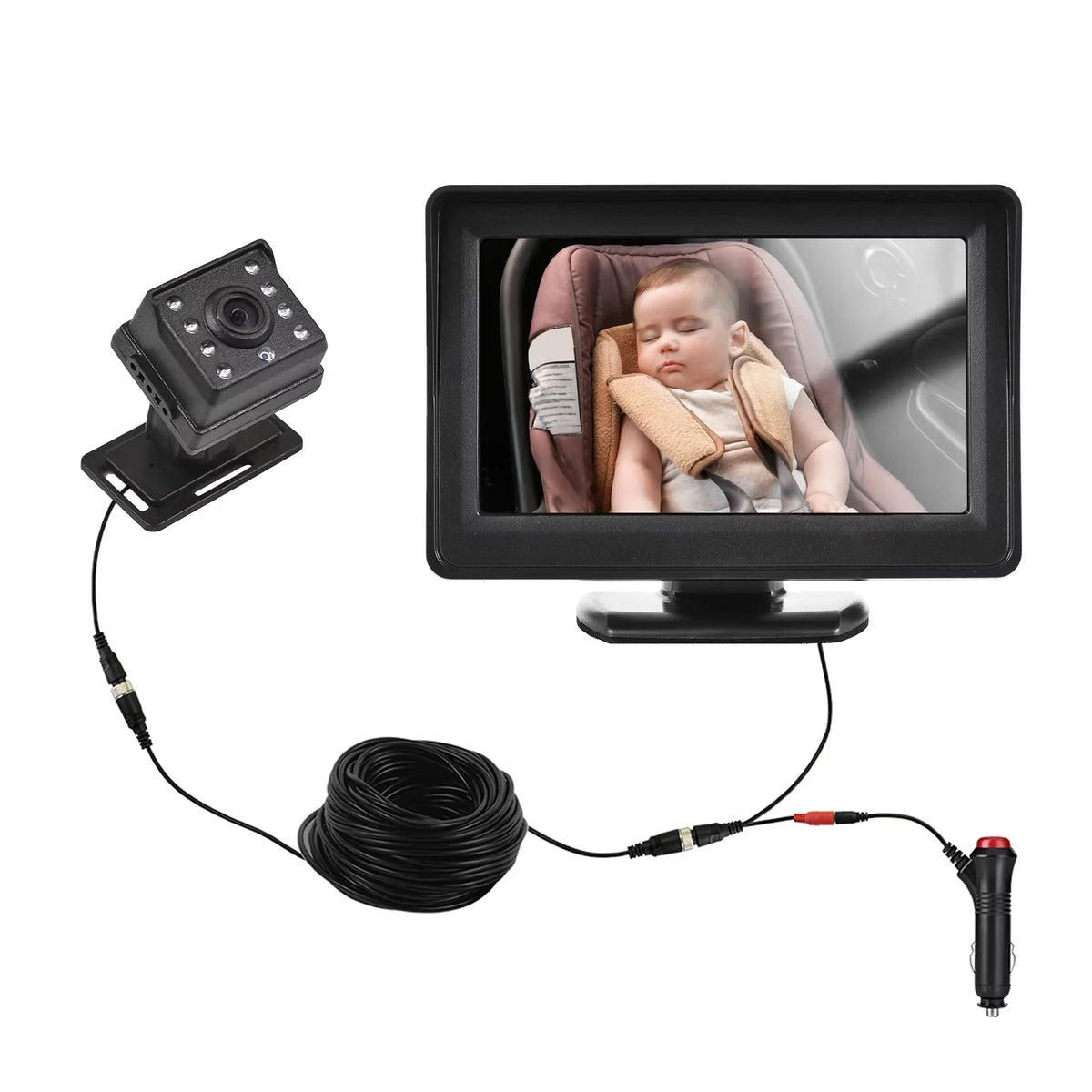 Pristin Invigilator,Inch Car Seat Baby car Car Seat Mirror Car Baby View Vision Baby Mirror Camera Easy Monitor 1080P Monitor Baby Car Baby Rear Seat Car Mirror Camera Baby Monitor 150° Wide View