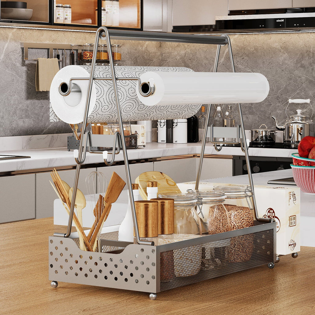 Hvacstar Grill Utensil Caddy - Organize  Tools, Condiments, Paper Towels, and Cleaning Supplies - Caddy for Outdoor Picnics, Backyard BBQs, Kitchens, Garages