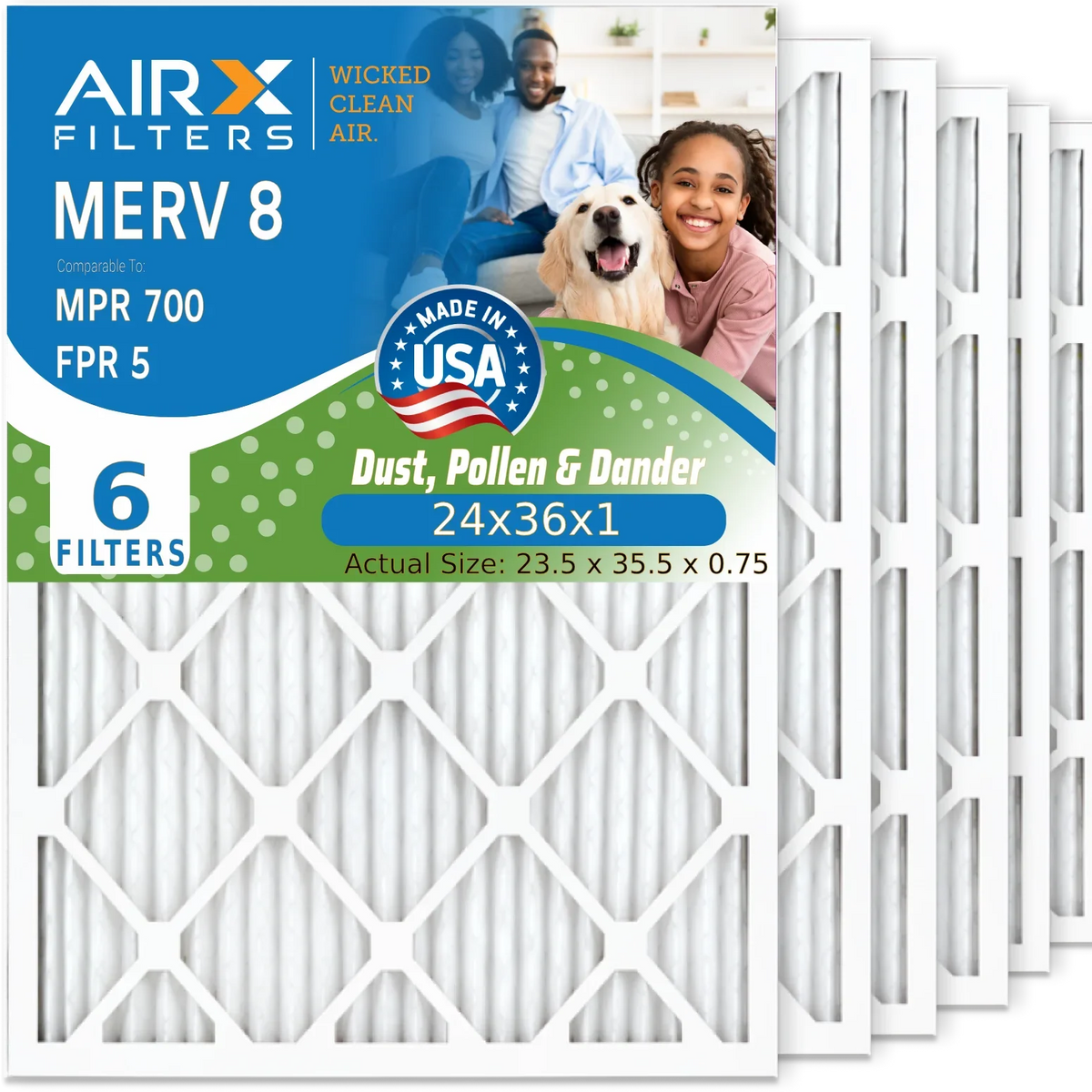 24x36x1 Air Filter  8 Comparable to  700 &  5 Electrostatic Pleated Air Conditioner Filter 6 Pack   Premium  Made 24x36x1 Furnace Filters by     .