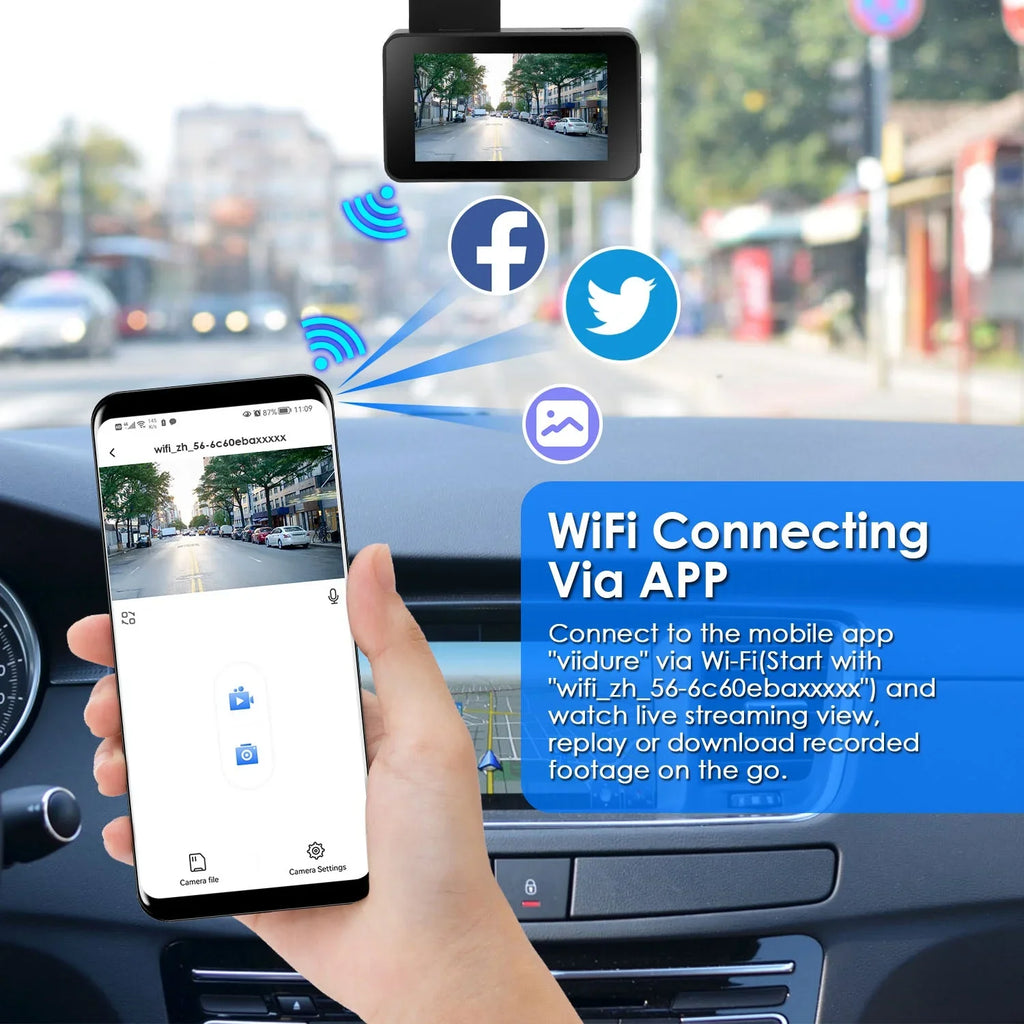 1080P Dual Lens Dash Cam, iMounTEK Universal Vehicle Driving Recorder, Car  with WiFi  G-Sensor  Control Motion Detection Parking Monitor Night Vision
