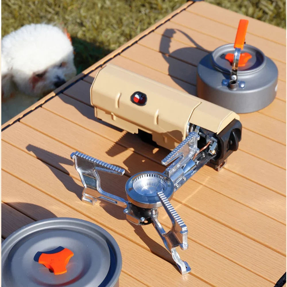 Nebublu Camping Cassette Stove - Portable Folding Butane Stove 2600W - Electronic Ignition, Carrying Bag - Great for Cooking Camping Pincnic Backpacking Hiking