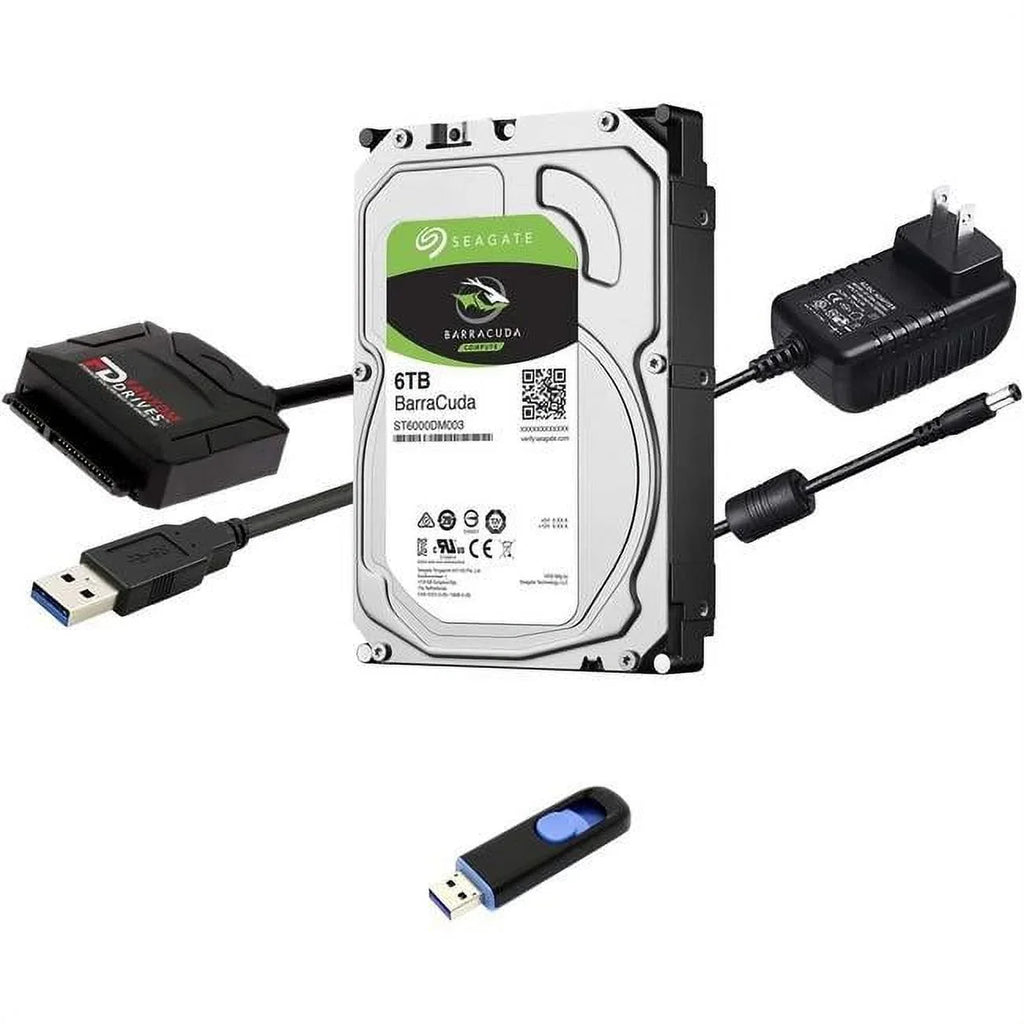 Fantom Drives  6TB Hard Drive Upgrade Kit with Seagate Barracuda ST6000DM003 (3.5"), Fantom Drives  3. 0 to  Cable Converter, 12V Power Supply, and Fantom Drives Cloning Software Inside