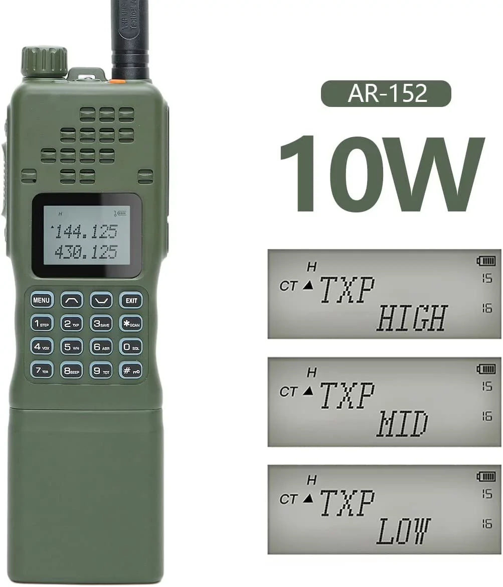 '-152 10W Powerful Ham Radio Portable Tactical Two Way Radio Long Range Walkie Talkie 12000mAh Battery with Extra Programming Cable Full Kits