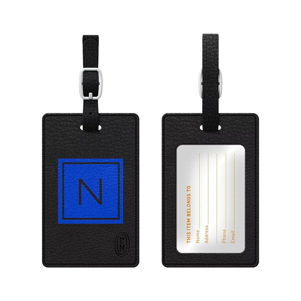 Centon  Monogram Leather Bag Tag Inversed Black Marine N TAGV1BLK-M06M-N