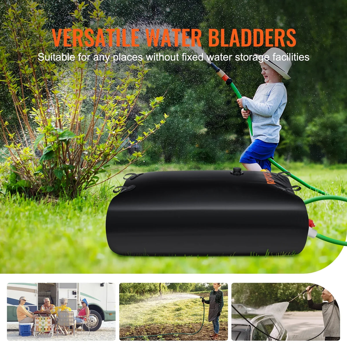 Portable Water Storage Bladder Rainwater Bag,143 Gallon Large Capacity Water Storage Containers,1000D  Water Bladder Including Spigots and Overflow Kit,Water Tank