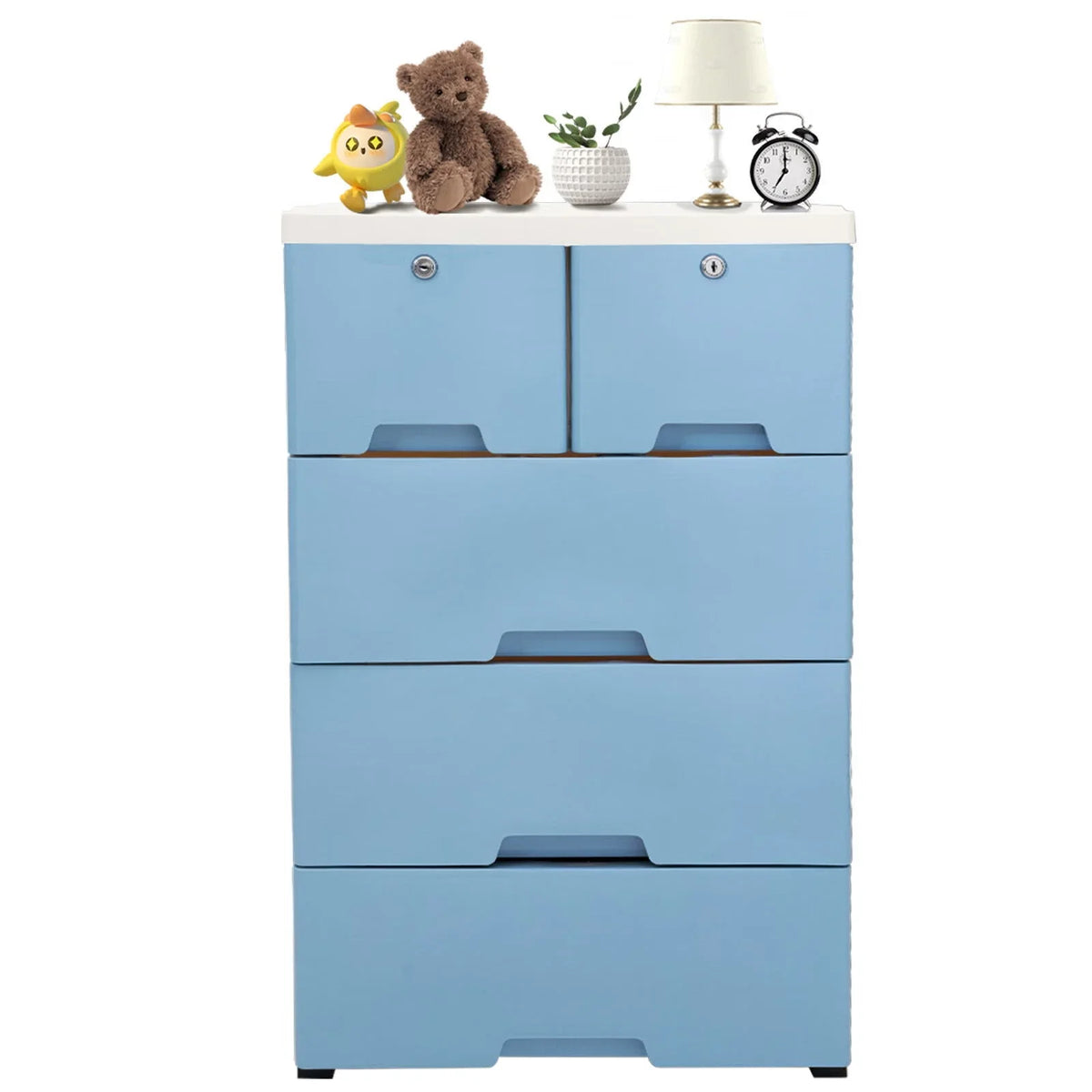 6 Drawer Plastic Storage Tower Closet Organizer with 4 rollers for Home, Office (Blue)