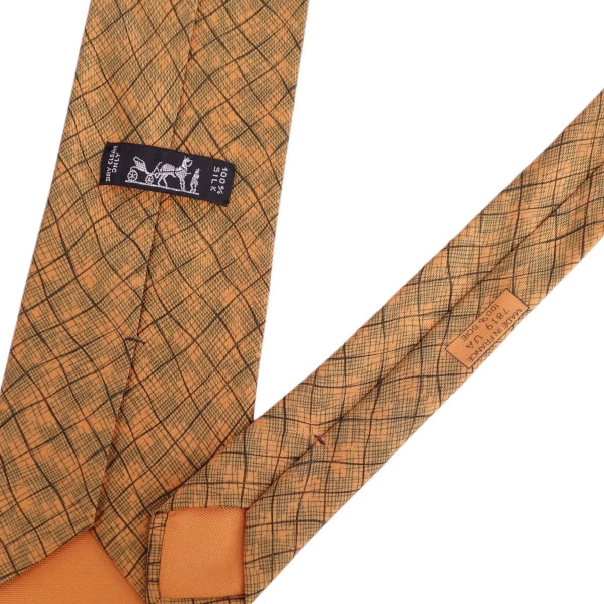 Pre-Owned Hermes  tie silk twill 100% men's orange (Good)