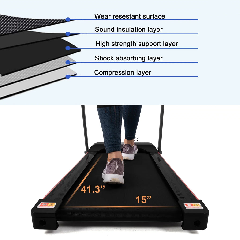 Folding Treadmill for Home with Desk - 2.5HP Compact Electric Treadmill for Running and Walking Foldable Portable Running Machine for Small Spaces Workout, 265LBS Weight Capacity