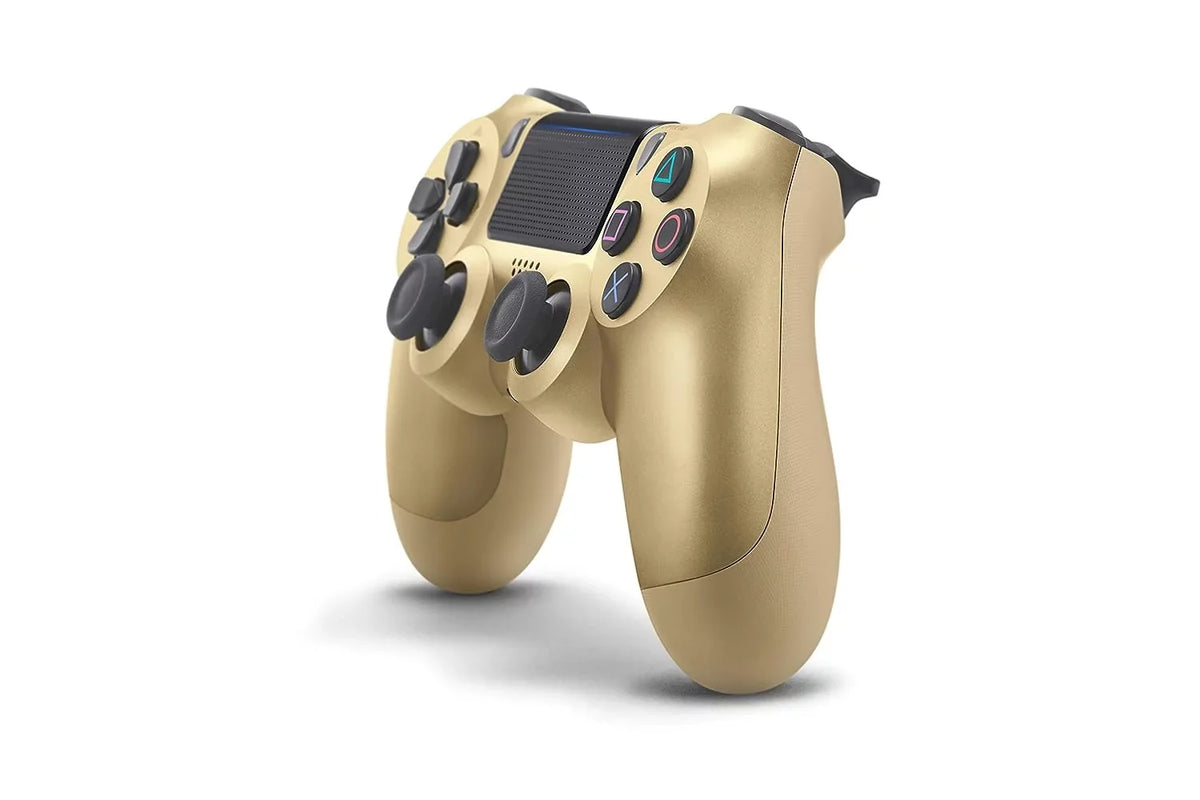 DualShock PS4 Wireless Gold Blue Controller With Earbuds Bundle - Like New with
