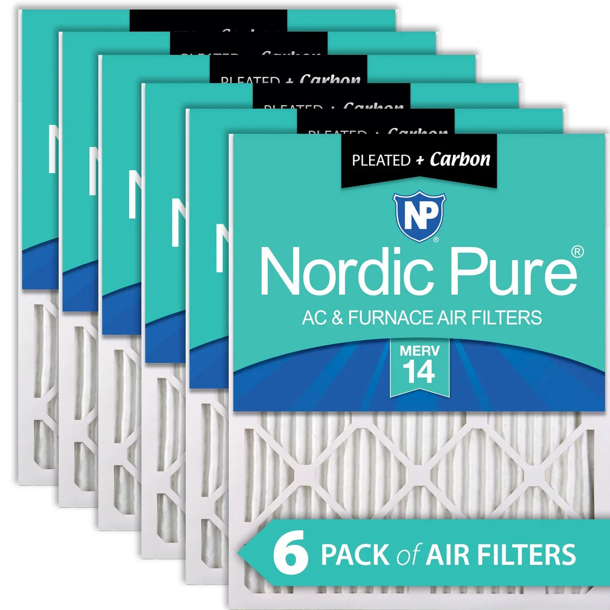 Nordic Pure 12x18x1 Pleated Air Filters  14 Plus Carbon 6 Pack