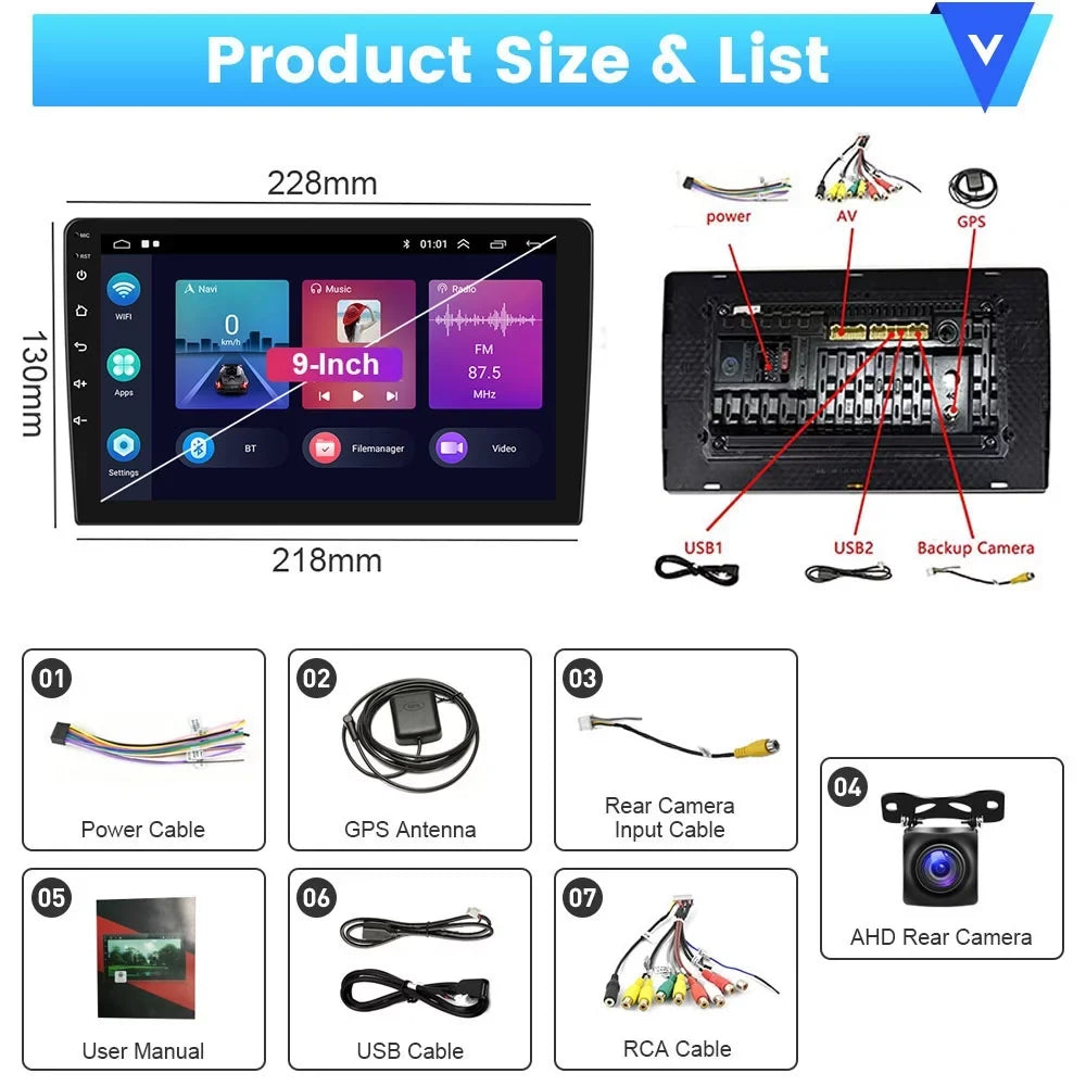 Podofo 2+64G for Hyundai Santa-fe 2006-2012 9'' Car Stereo Radio Wireless Carplay Android Auto Mirror Link Android 13    Bluetooth  Hifi, Backup Camera
