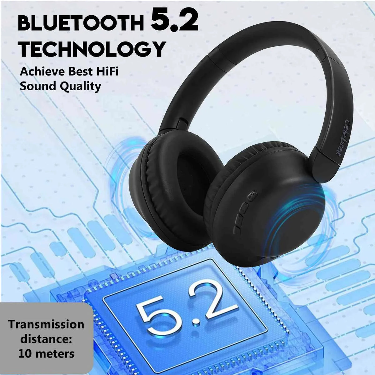 UrbanX UX991 Wireless Bluetooth Stereo Earphones High Resolution Audio Deep Bass Superior Comfort Over The Ear Headphones with Mic for  Desire 20+ phone Call Support
