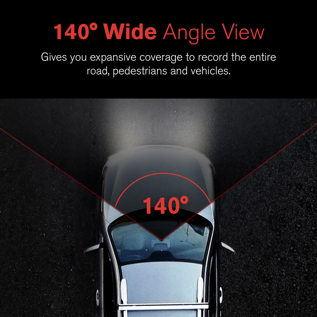 1080p Roadcam with App, 140 Degree Wide Angle Lense, 2.4"  Screen, G-Sensor Technology with Park and Record Mode, Loop Recording